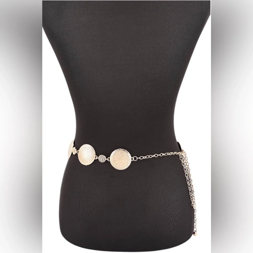 Silver or Gold Disc Chain Waist Chain Statement Belt